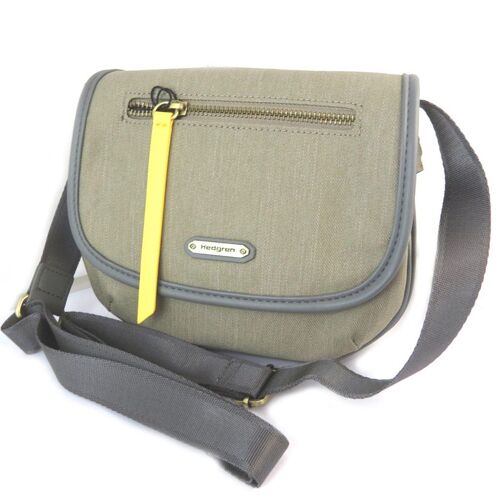 Sac bandoulière 'Hedgren' beige gris tan (2 compartiments) - 20x16x4 cm
