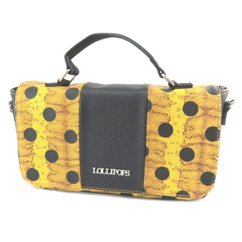 PROMOTION ! Sac pochette 'Lollipops' jaune noir - 26. 5x15x8 cm