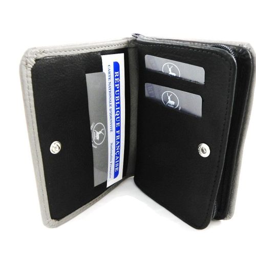 Portefeuille Cuir 'Frandi' gris noir sauvage
