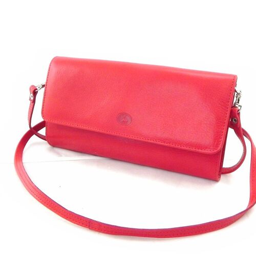 Sac pochette cuir 'Frandi' rouge dakota (2 soufflets)
