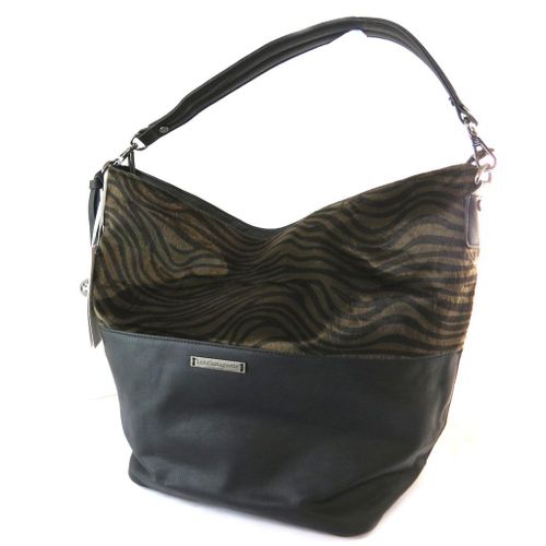 PROMOTION ! Sac créateur 'Lulu Castagnette' noir zebra - 45x32x20 cm