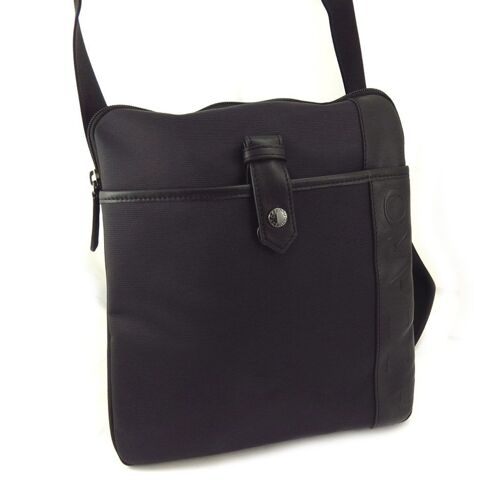 PROMOTION ! Sac porté croisé 'Azzaro' noir (ultra plat - taille M)