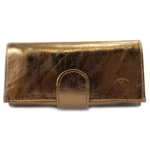 Grand porte-monnaie Cuir 'Frandi' marron métal