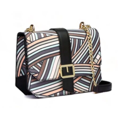 PROMOTION ! Sac créateur 'Ted lapidus' gris taupe noir - 22x16x6 cm