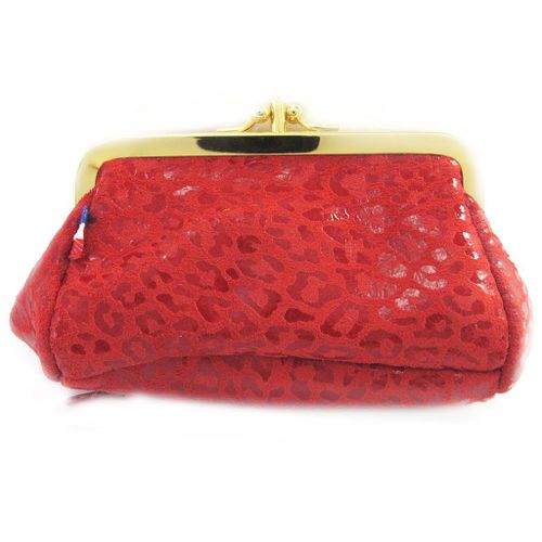 Porte-monnaie Cuir 'Frandi' rouge (léopard)