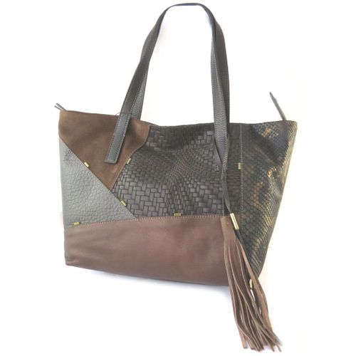 PROMOTION ! Sac cuir 'Gianni Conti' marron patchwork - 32x27x16 cm