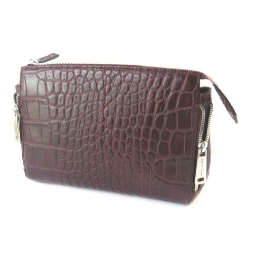 PROMOTION ! Sac cuir 'Gianni Conti' bordeaux croco - 27x17x9 cm