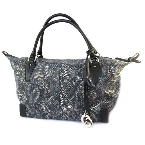 PROMOTION ! Sac cuir 'Gianni Conti' noir (motif python) - 34x23x15 cm