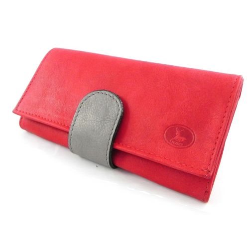 Grand porte-monnaie Cuir 'Frandi' rouge gris sauvage