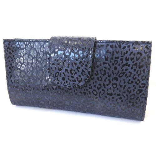 Porte-Chéquier Cuir 'Frandi' marine (léopard)
