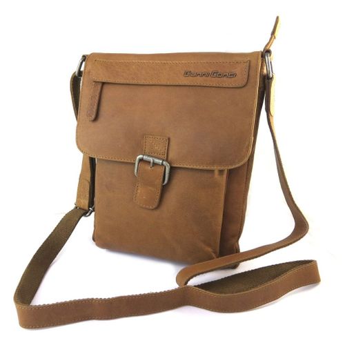 PROMOTION ! Sac cuir 'Gianni Conti' marron vintage - 27x21x3 cm
