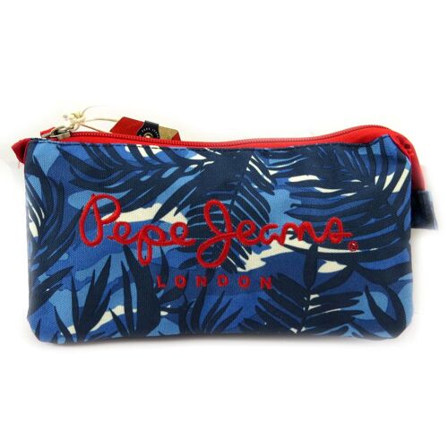 PROMOTION ! Trousse triple compartiment 'Pepe Jeans' bleu hawaï