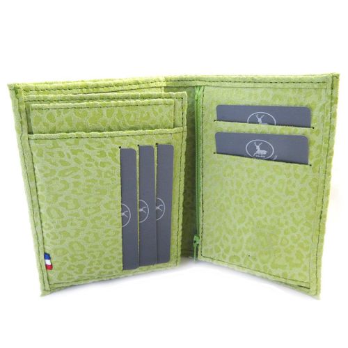 Portefeuille Cuir européen 'Frandi' vert anis (léopard)