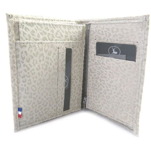 Portefeuille Cuir européen 'Frandi' gris souris (léopard)