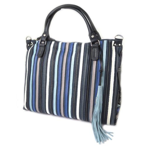 PROMOTION ! Sac cuir 'Gianni Conti' bleu camaieu - 39x30x13 cm