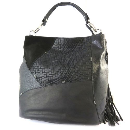 PROMOTION ! Sac cuir 'Gianni Conti' noir patchwork - 30x30x19 cm