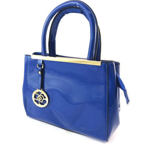 Sac créateur 'Scarlett' bleu vernis - 24x20x9 cm