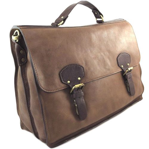 PROMOTION ! Sac cartable cuir 'Gianni Conti' marron vintage - 41x31x14 (emplacement tablette)