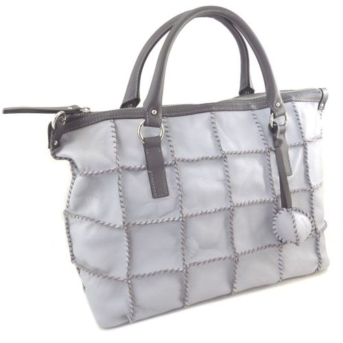 PROMOTION ! Sac cuir 'Gianni Conti' gris - 37. 5x27x16 cm