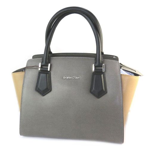 PROMOTION ! Sac cuir 'Gianni Conti' gris ocre - 28x22x16 cm