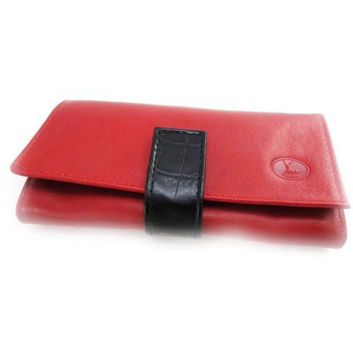 Grand porte-monnaie Cuir 'Frandi' rouge noir (york / croco)