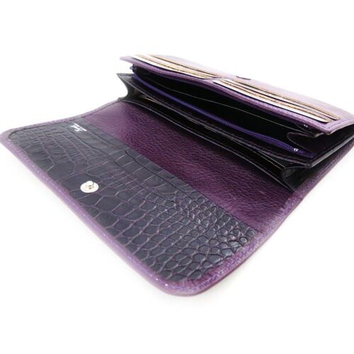 Grand porte-monnaie Cuir 'Frandi' violet (york / croco)