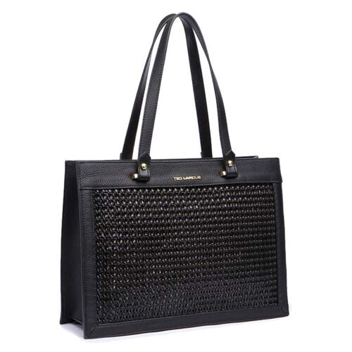 Sac cuir 'Ted lapidus' noir - 36x27x11 cm