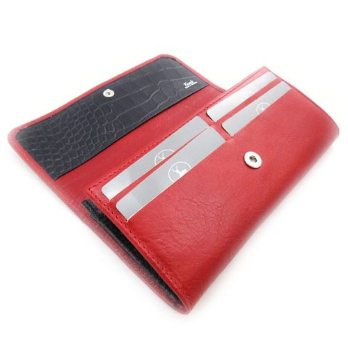 Grand porte-monnaie Cuir 'Frandi' rouge noir (york / croco)