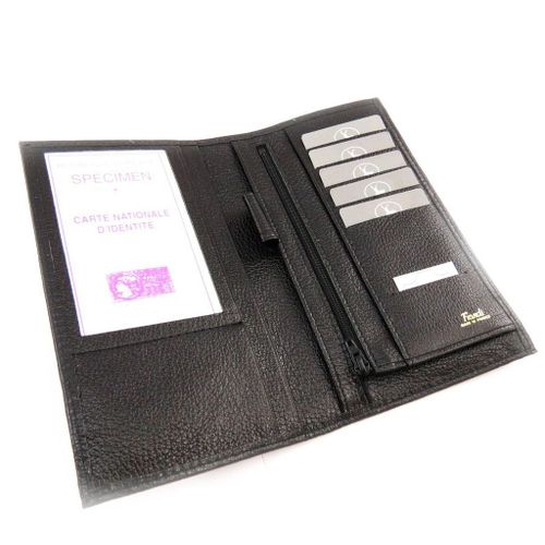 PROMOTION ! Porte-chéquier Cuir 'Frandi' noir (chèvre)