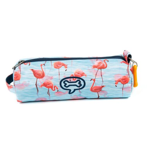 PROMOTION ! Trousse créateur 'Stones and Bones' turquoise rose (flamant rose) - 23x7x7 cm