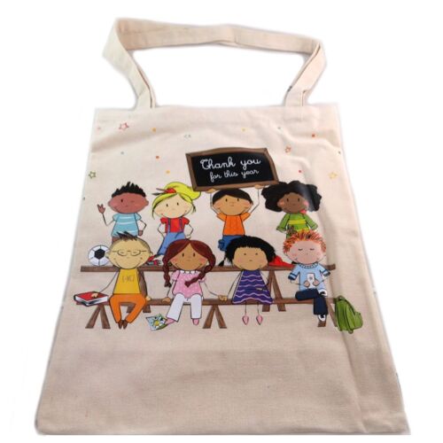 Sac coton / Tote bag 'Thank you for this year' (Maître / Maîtresse) beige - 41. 5x35 cm