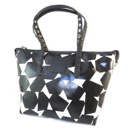 PROMOTION ! Sac 2 en 1 'Gabs' noir blanc (L) - 45x27x17 cm