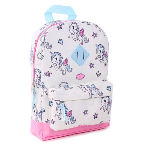 PROMOTION ! Sac à dos créateur 'Licorne My Unicorn' blanc rose bleu - 33x23x7 cm