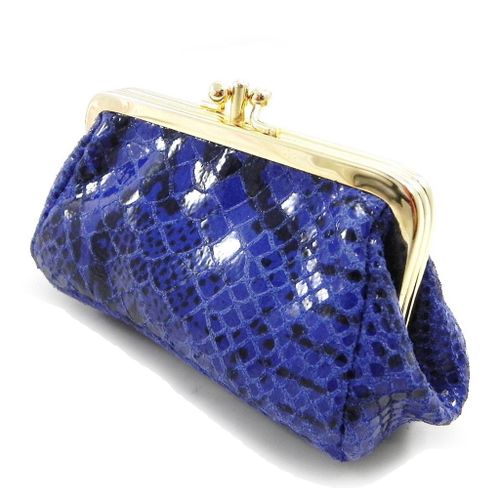 PROMOTION ! Porte-monnaie Cuir 'Frandi' bleu (motif python)