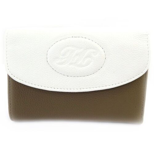 Portefeuille cuir 'Vendôme' blanc marron