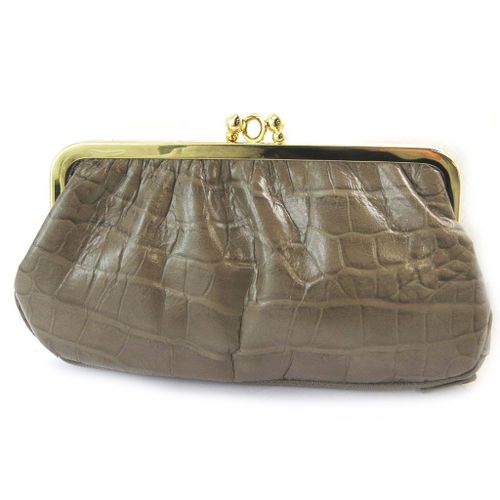 PROMOTION ! Porte-monnaie Cuir 'Frandi' marron taupe (croco)