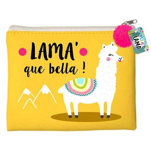 PROMOTION ! Trousse plate 'Lama Mania' jaune (Lama' que bella ! ) - 21. 5x18 cm