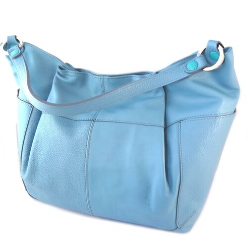 PROMOTION ! Sac cuir 2 en 1 'Gabs' bleu ciel (L) - 44x38x3 cm