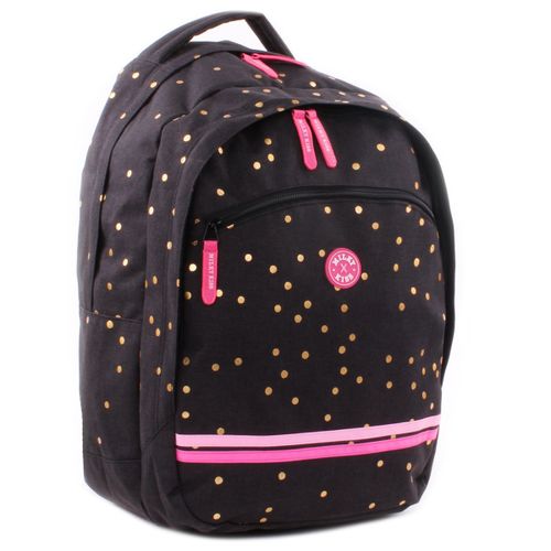 PROMOTION ! Sac à dos double 'Milky Kiss' noir doré rose (pois) - 45x28x20 cm