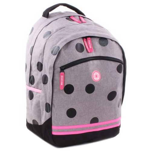 PROMOTION ! Sac à dos double 'Milky Kiss' gris rose (pois) - 45x28x20 cm