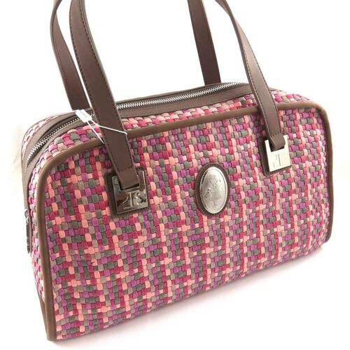 Sac vintage 'Jacques Esterel' tressé rose