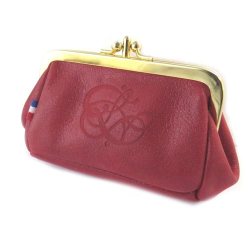 PROMOTION ! Porte-monnaie cuir pailleté 'Les Trésors De Lily' rouge (2 compartiments) - 12. 5x7x4. 5 cm