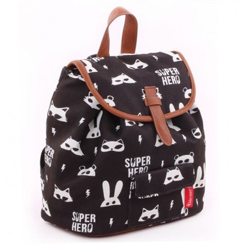 PROMOTION ! Sac à dos créateur 'Milky Kiss' noir (animaux) - 28x27x16 cm