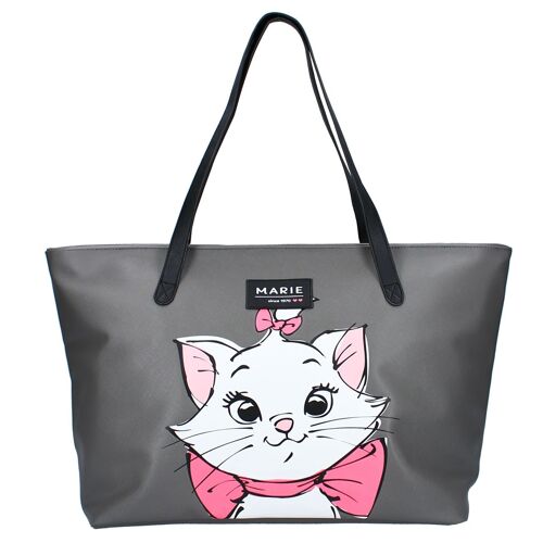 PROMOTION ! Sac shopping créateur 'Les Aristochats' gris rose (Marie) - 55x34x18 cm