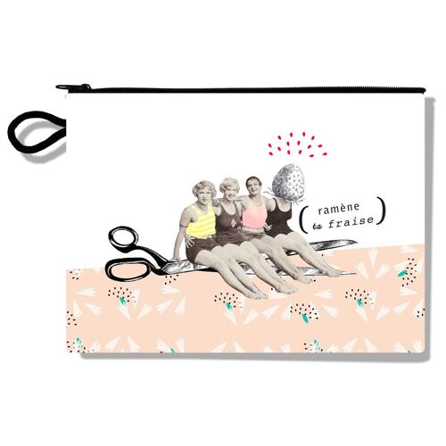 PROMOTION ! Pochette Trousse à maquillage 'French Vintage' rose (Ramène ta fraise) - 22x16 cm