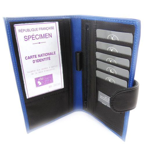 PROMOTION ! Porte-chéquier Cuir 'Frandi' bleu noir