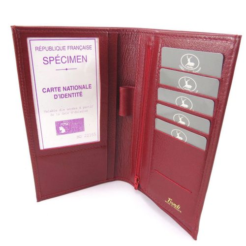 PROMOTION ! Porte-chéquier Cuir 'Frandi' rouge (chèvre)