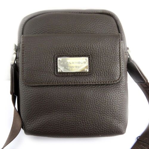 Sac cuir 'Ted lapidus' marron (19x21x5. 5 cm)