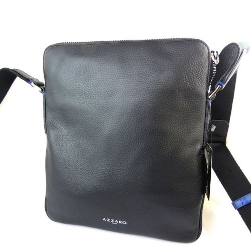 PROMOTION ! Porté-croisé cuir 'Azzaro' noir - 27. 5x24. 5x2 cm