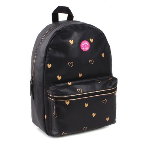 PROMOTION ! Sac à dos créateur 'Milky Kiss' noir doré (coeurs) - 39x29x16 cm